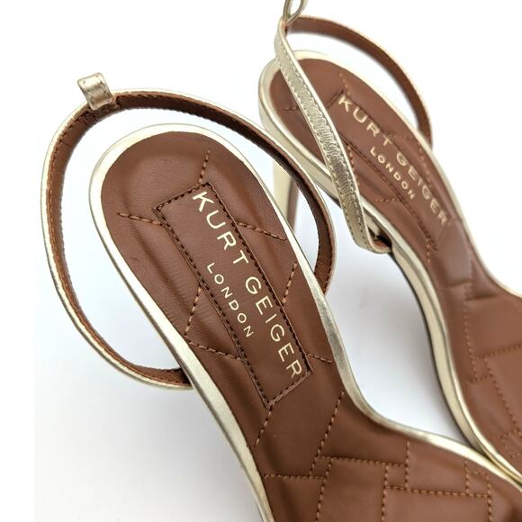 Kurt Geiger Brixton Ankle Strap Stiletto Heel Sandal Women's Gold Size US9 EU40 - Picture 9 of 10
